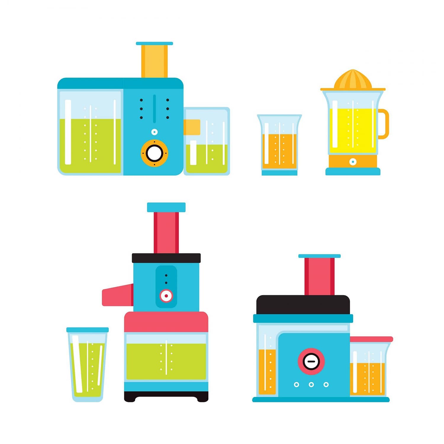 Vector of different juicers