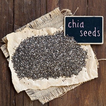 Chia seeds with small chalkboard
