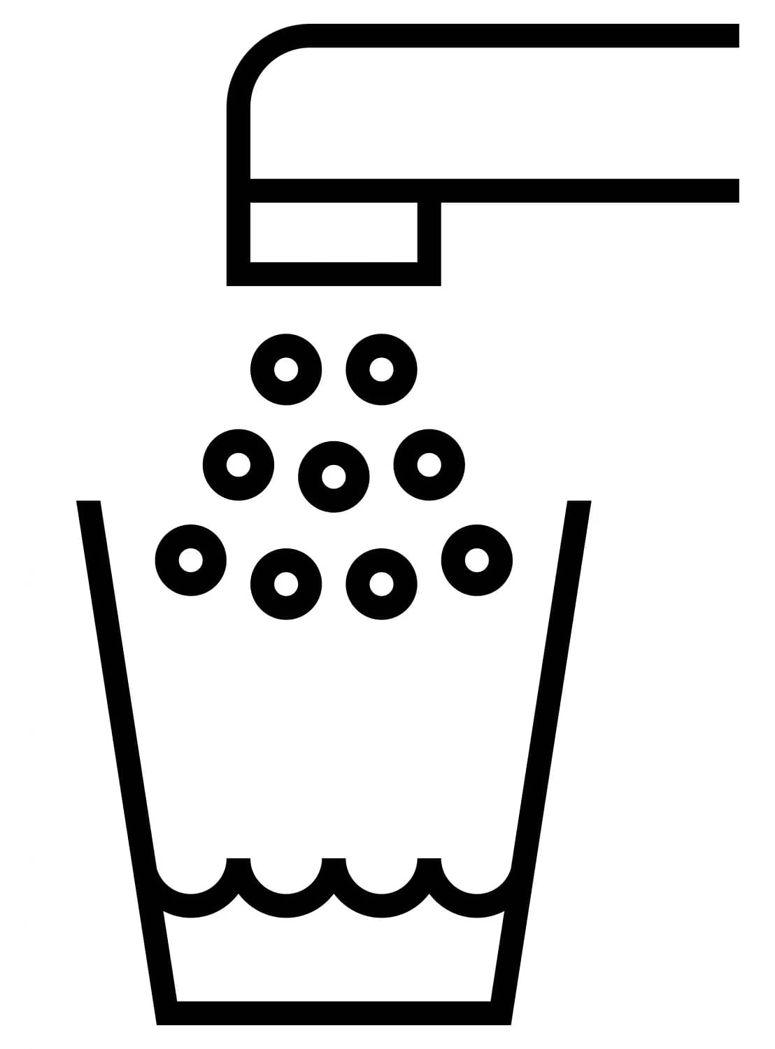 Black outline vector sign of glass filling of water from tap