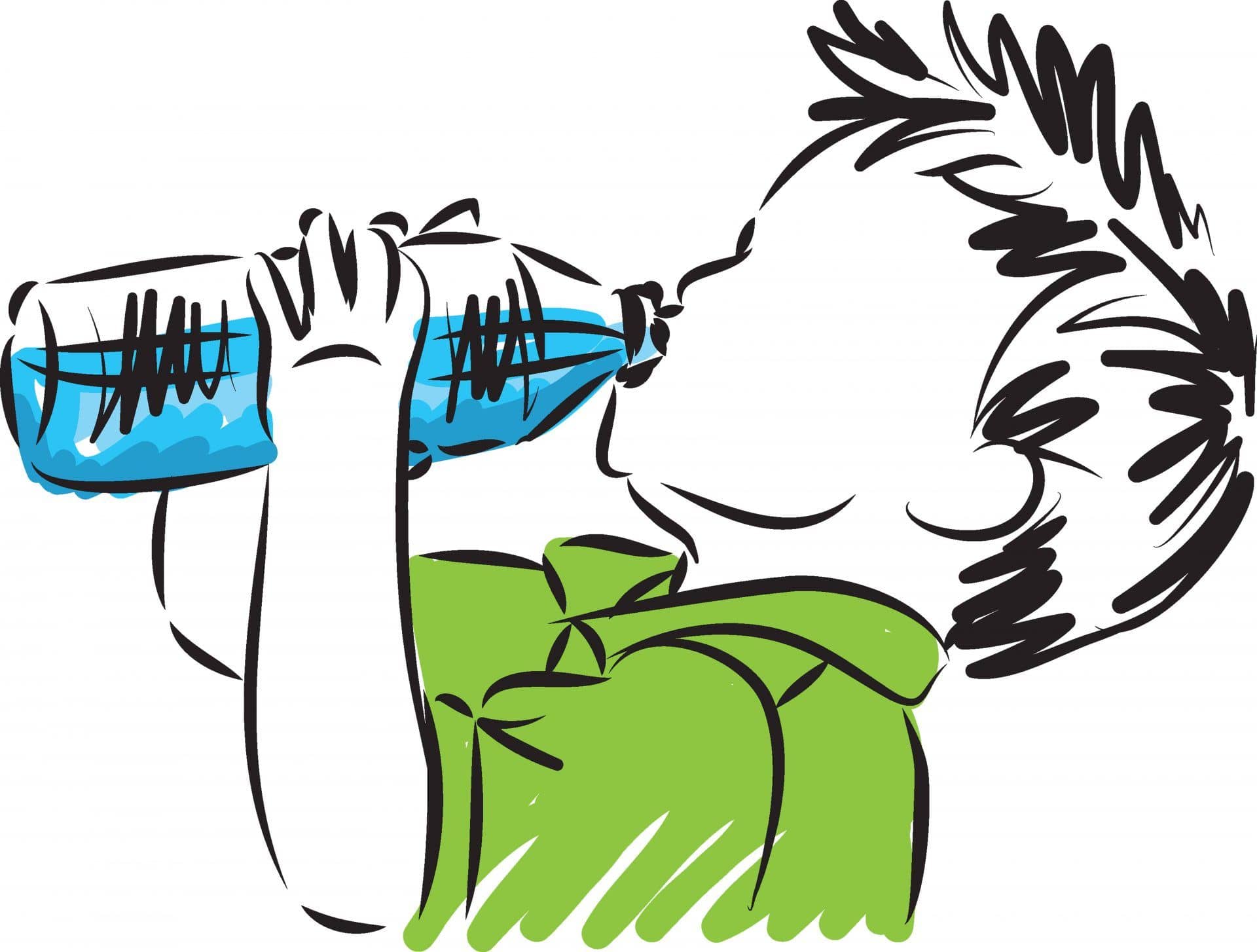 Illustration of a little boy drinking clean water