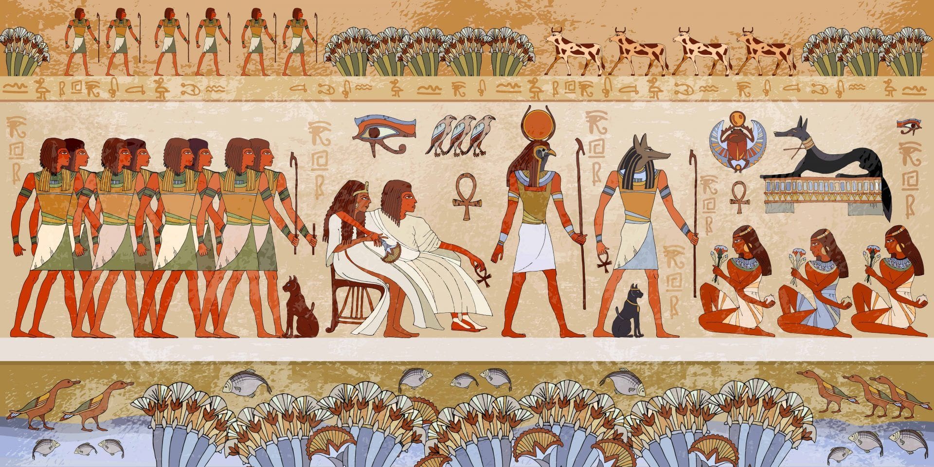 Egyptian gods and pharaohs. Ancient Egypt scene