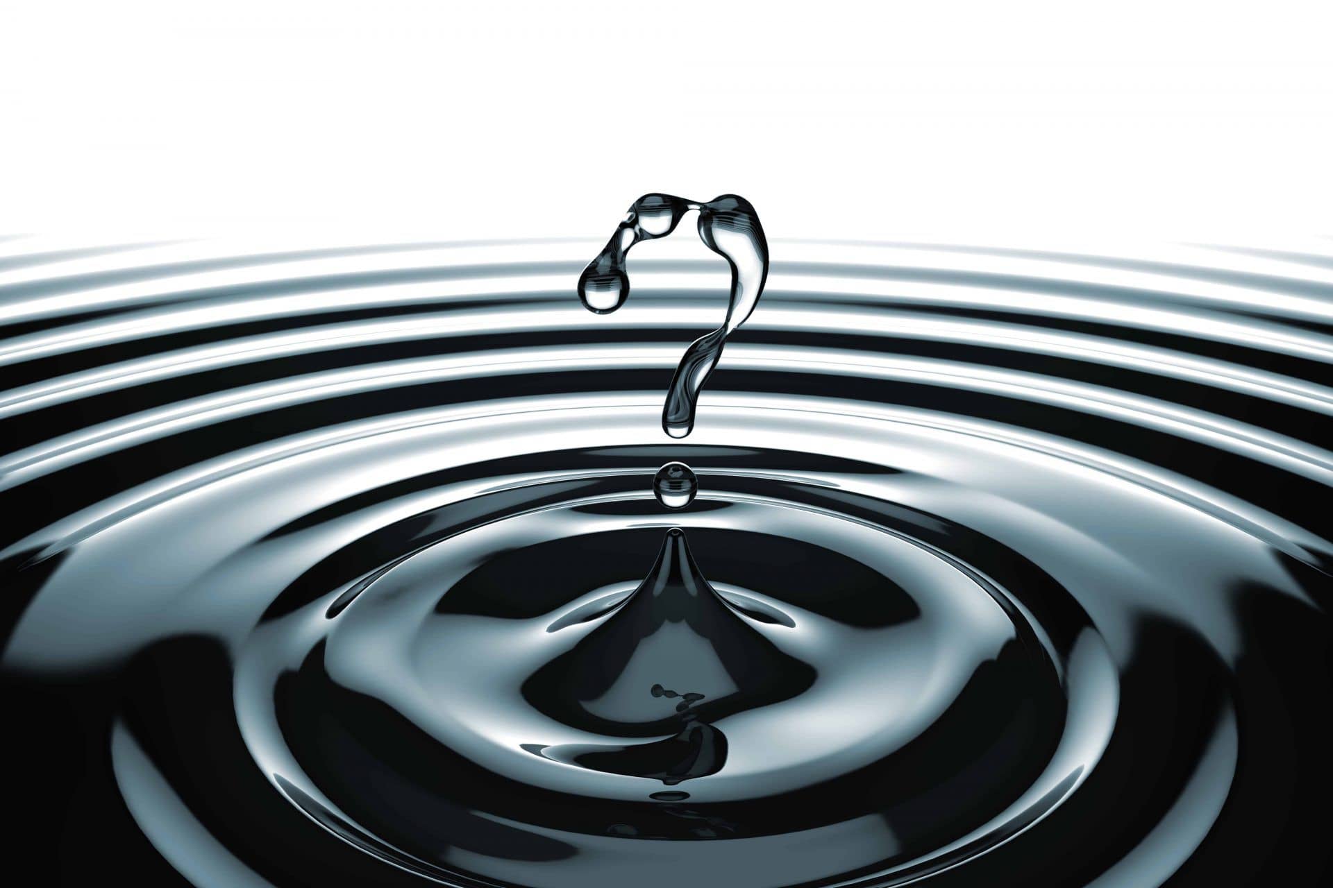 What symbol shaped water drops and splashing with waves. FAQ concept. 