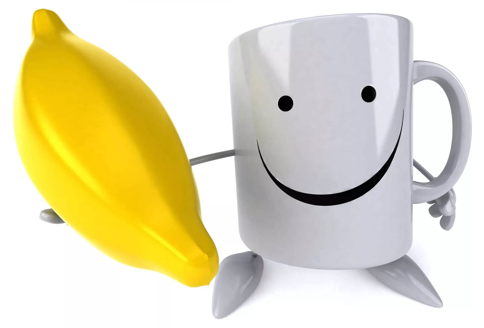 a mug holding a banana