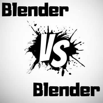 Black and white vector image stating Blender vs Blender